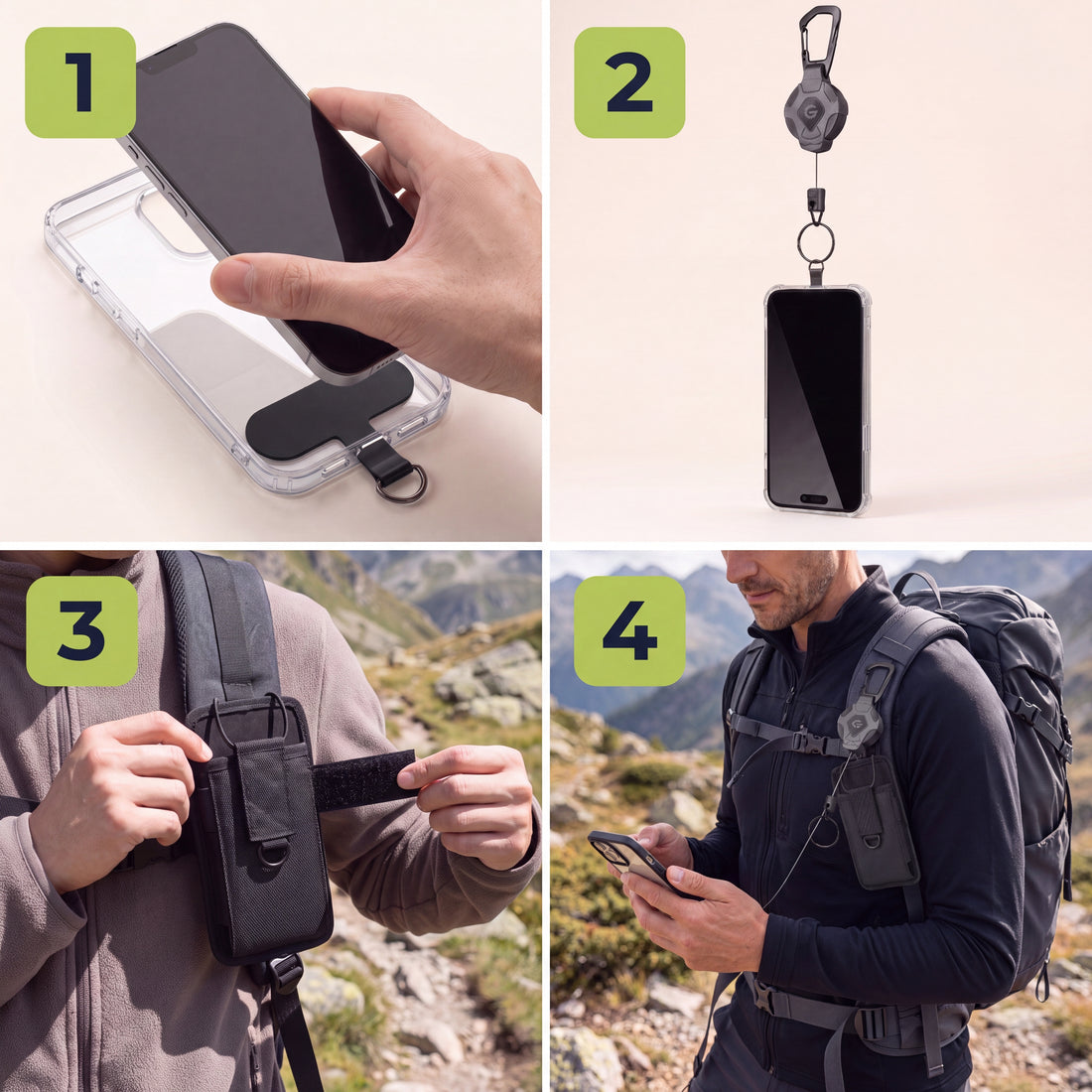 EINFACH MONTIERT, FÜR JEDEN RUCKSACK UND JEDES HANDY